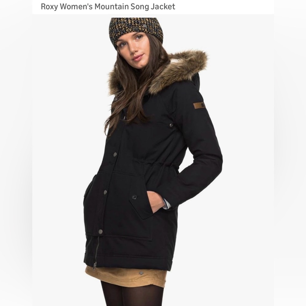 Roxy Women's Black Fur-Trimmed Ski Jacket